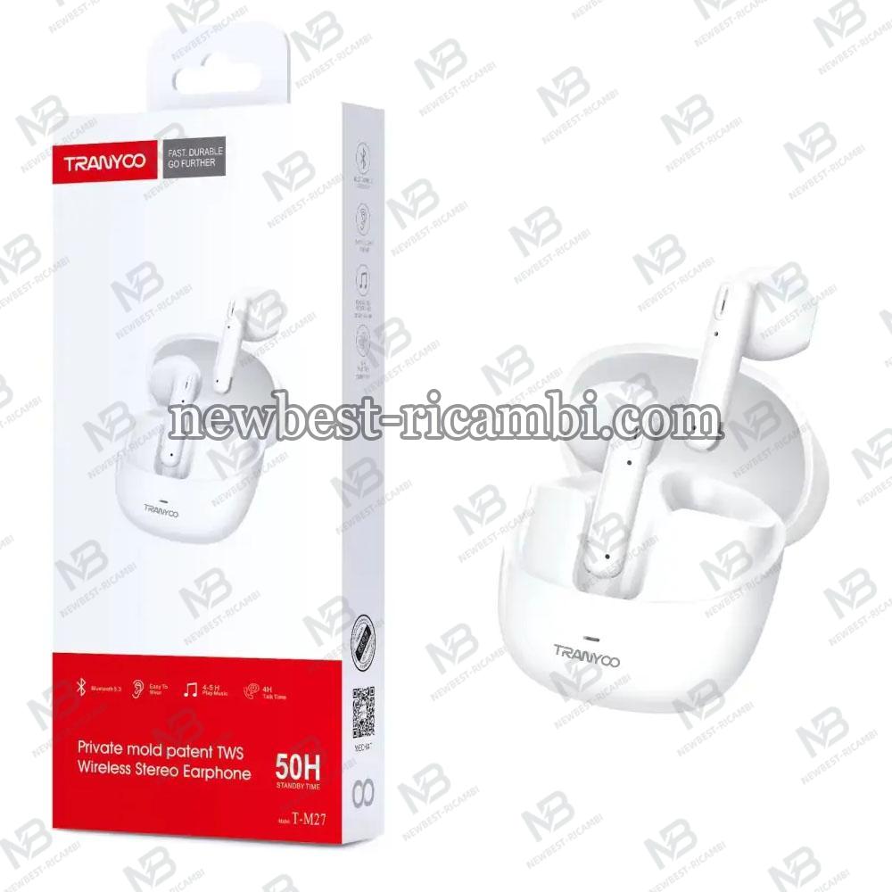 TRANYOO Wireless Earphones Bluetooth T-M27 White In Blister