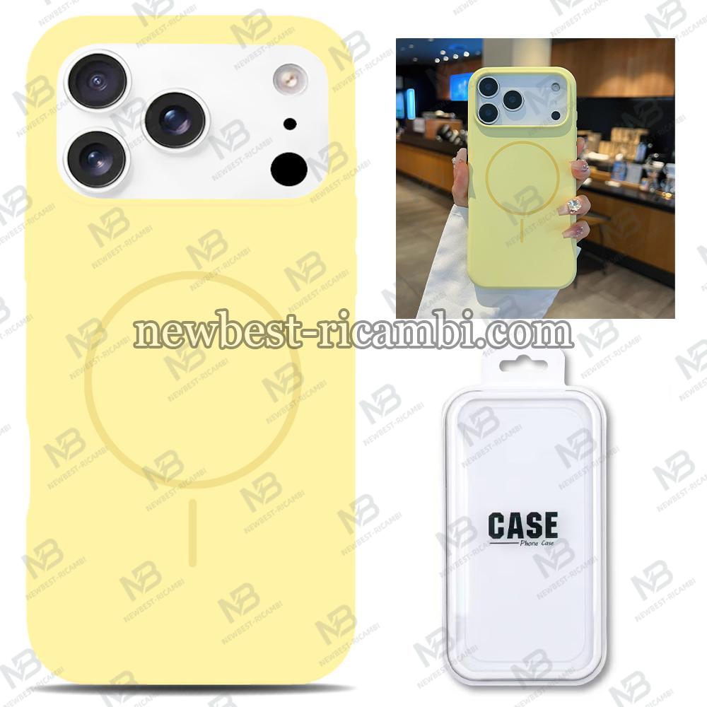 Silicon Cover with Magnetic Case for iPhone 17 Pro Max Yellow In Blister