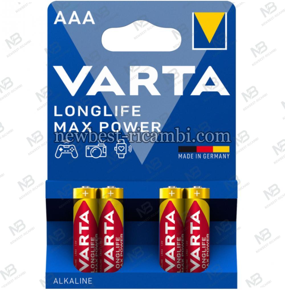 Varta Longlife Max Power 4703 AAA / LR3  4 Pcs In Blister