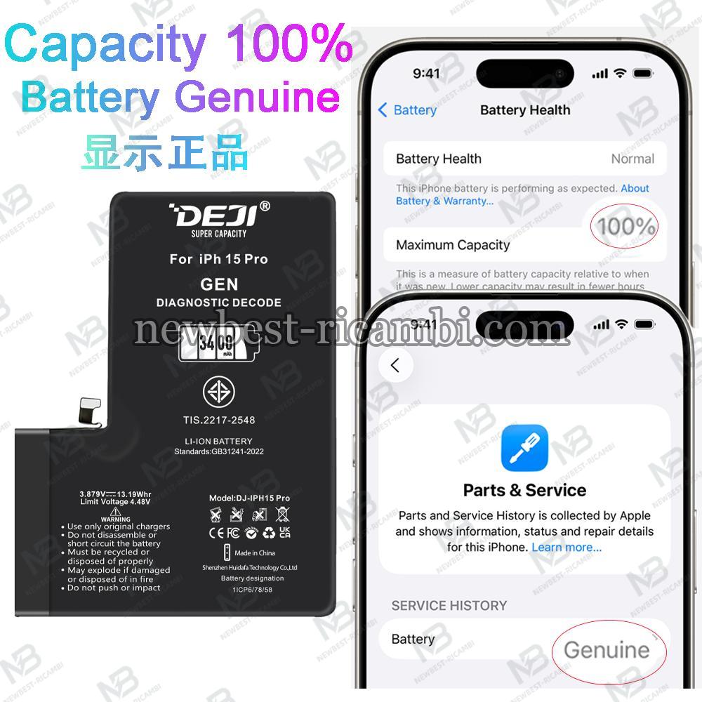 Deji iPhone 15 Pro 3400mAh Decode Battery Genuine Self-Diagnosable