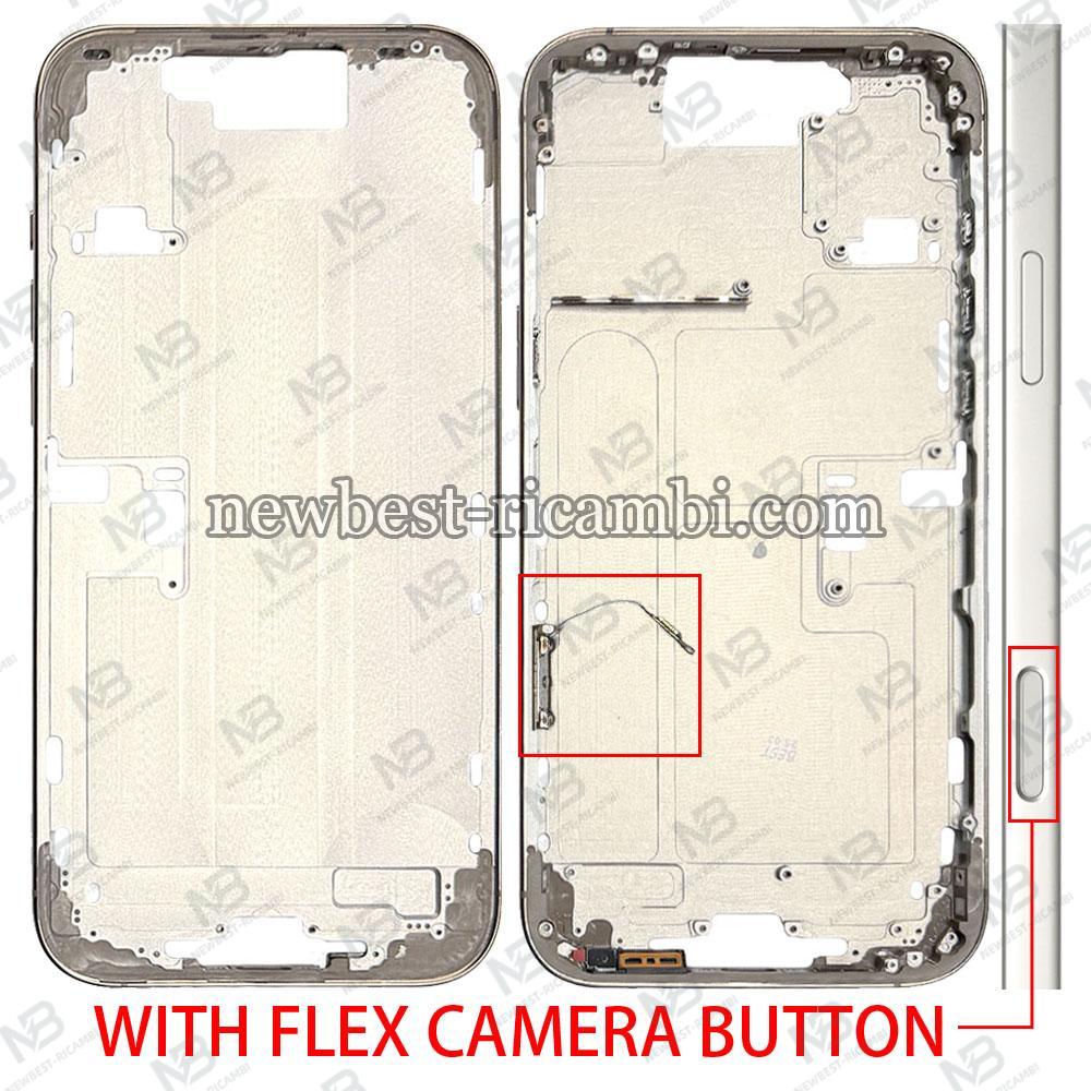 iPhone 16 Pro Max Middle Frame + Side Key + Flex Camera Button White Titanium