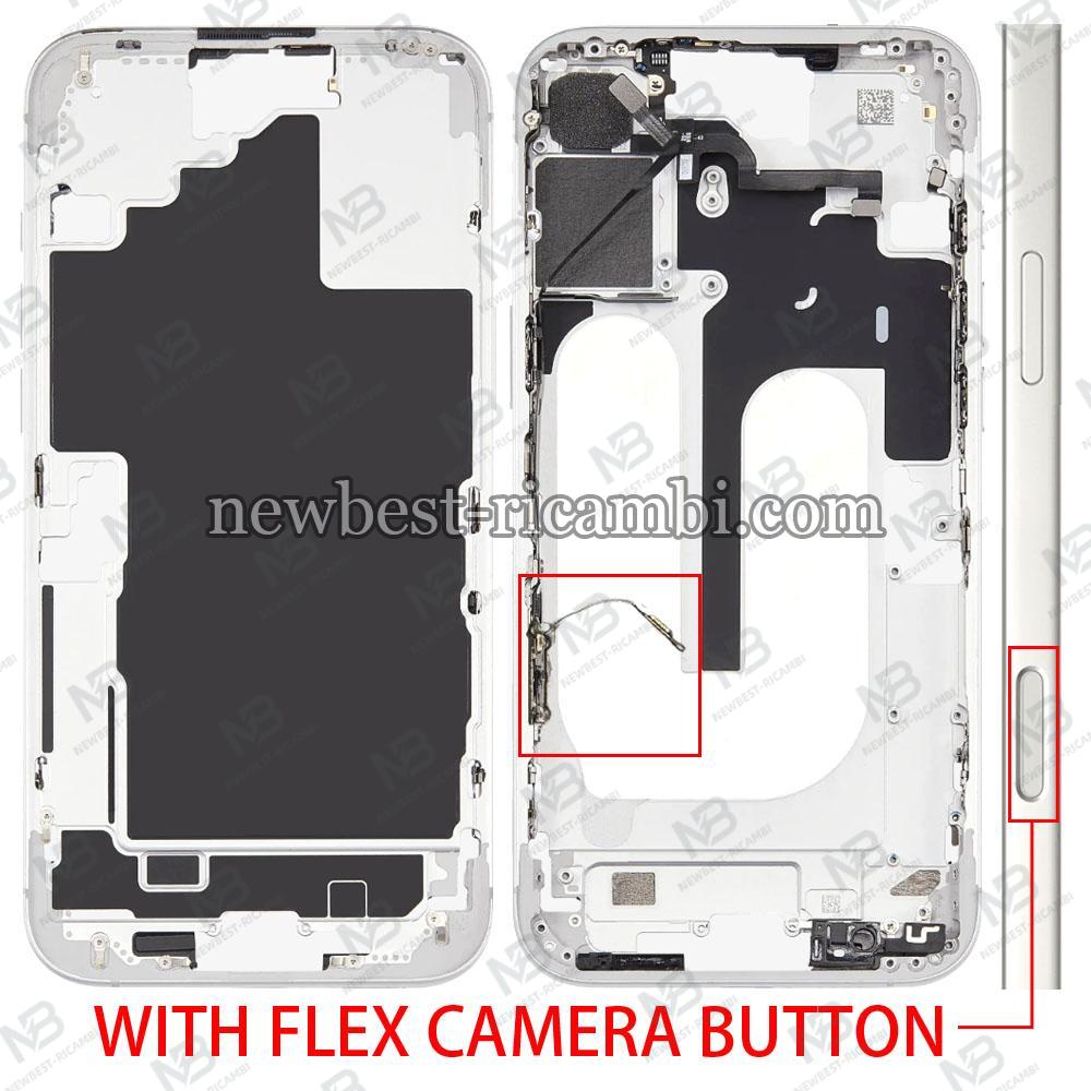 iPhone 16 Plus Middle Frame + Side Key + Flex Camera Button White