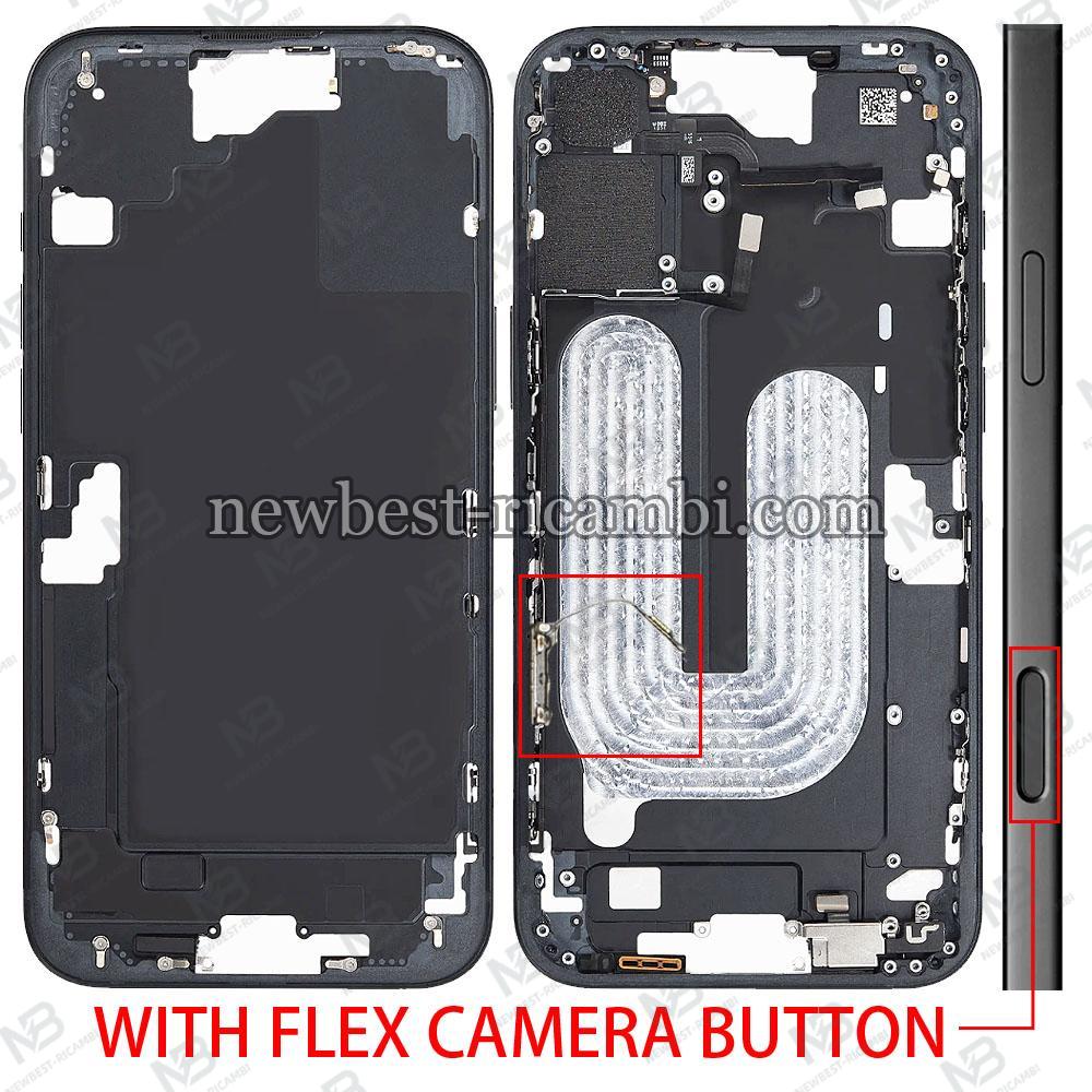 iPhone 16 Plus Middle Frame + Side Key + Flex Camera Button Black