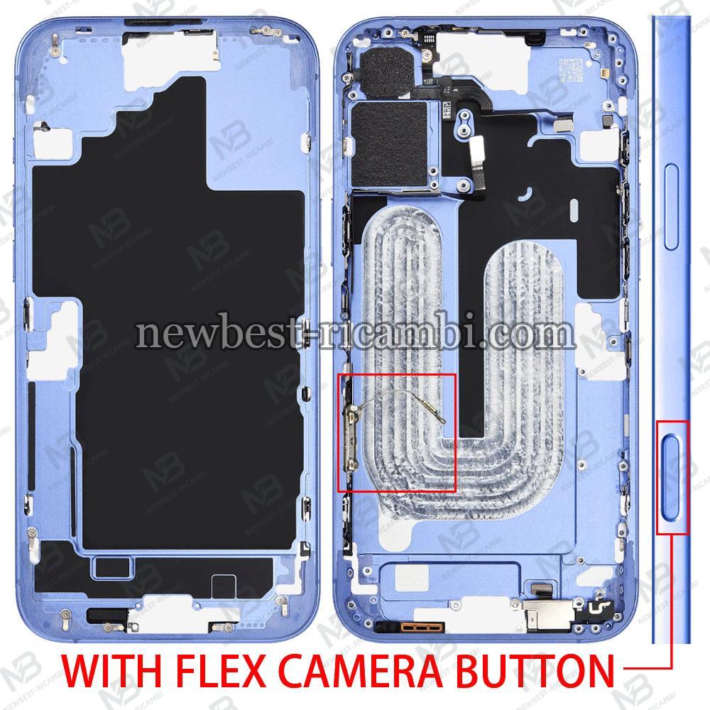 iPhone 16 Plus Middle Frame + Side Key + Flex Camera Button Blue
