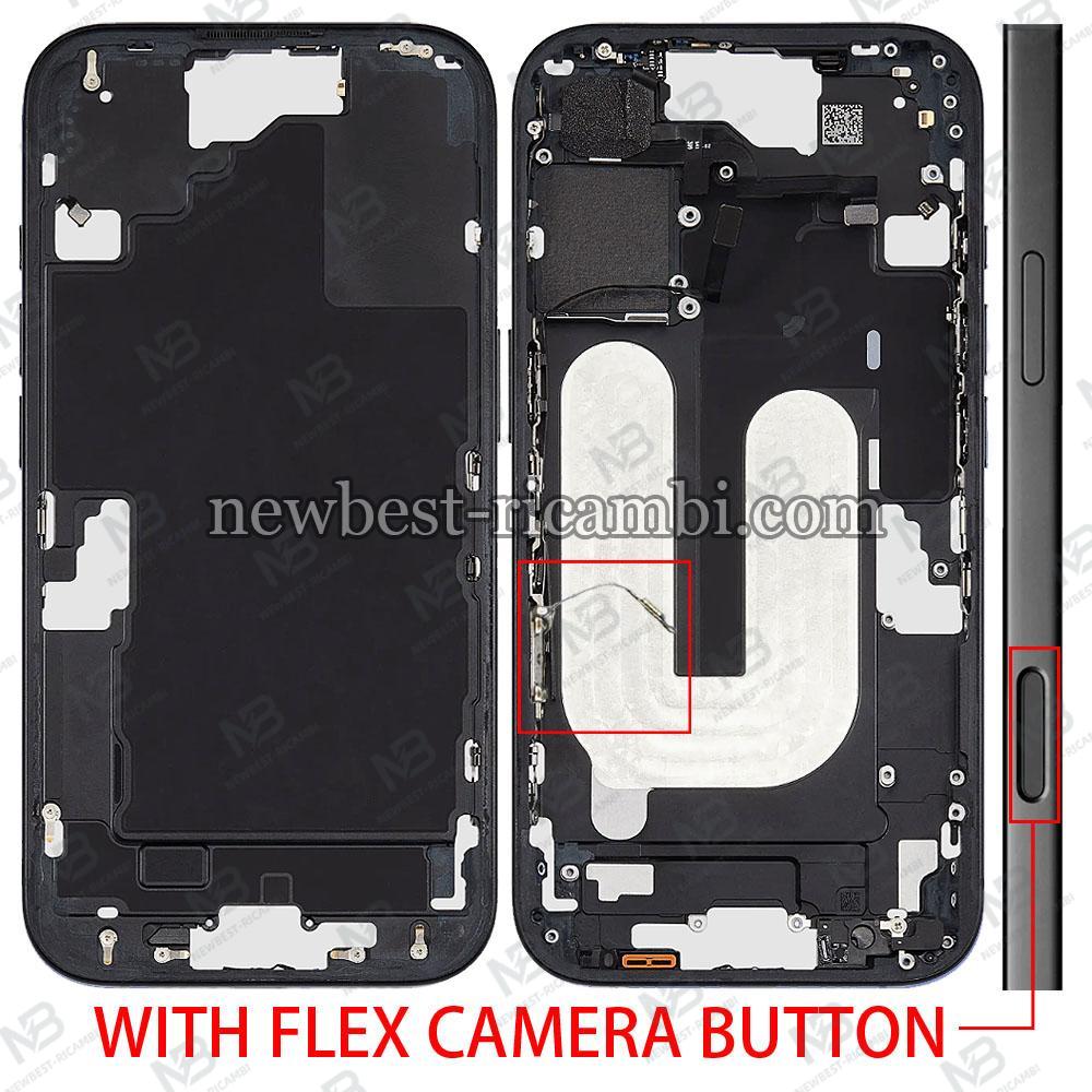 iPhone 16 Middle Frame + Side Key + Flex Camera Button Black