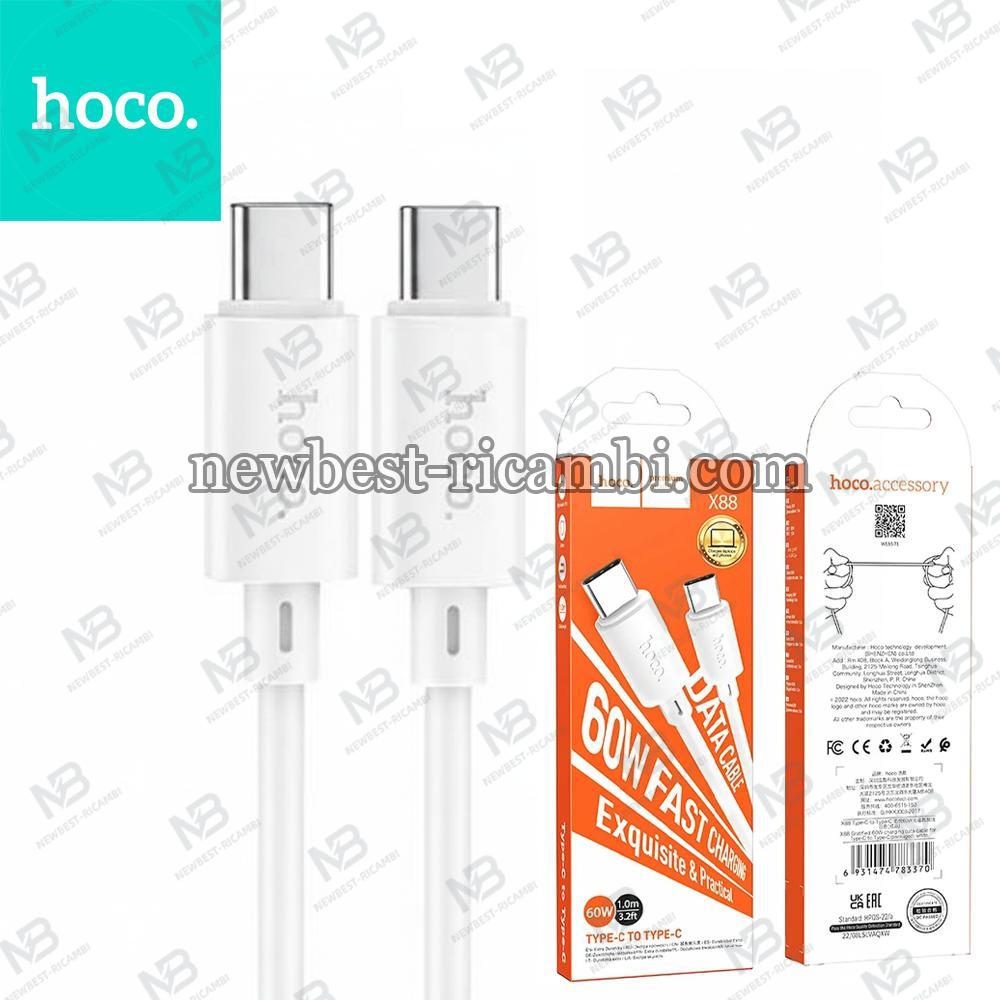 Cable USB C to USB C Hoco 3A 60W 1M X88 White In Blister