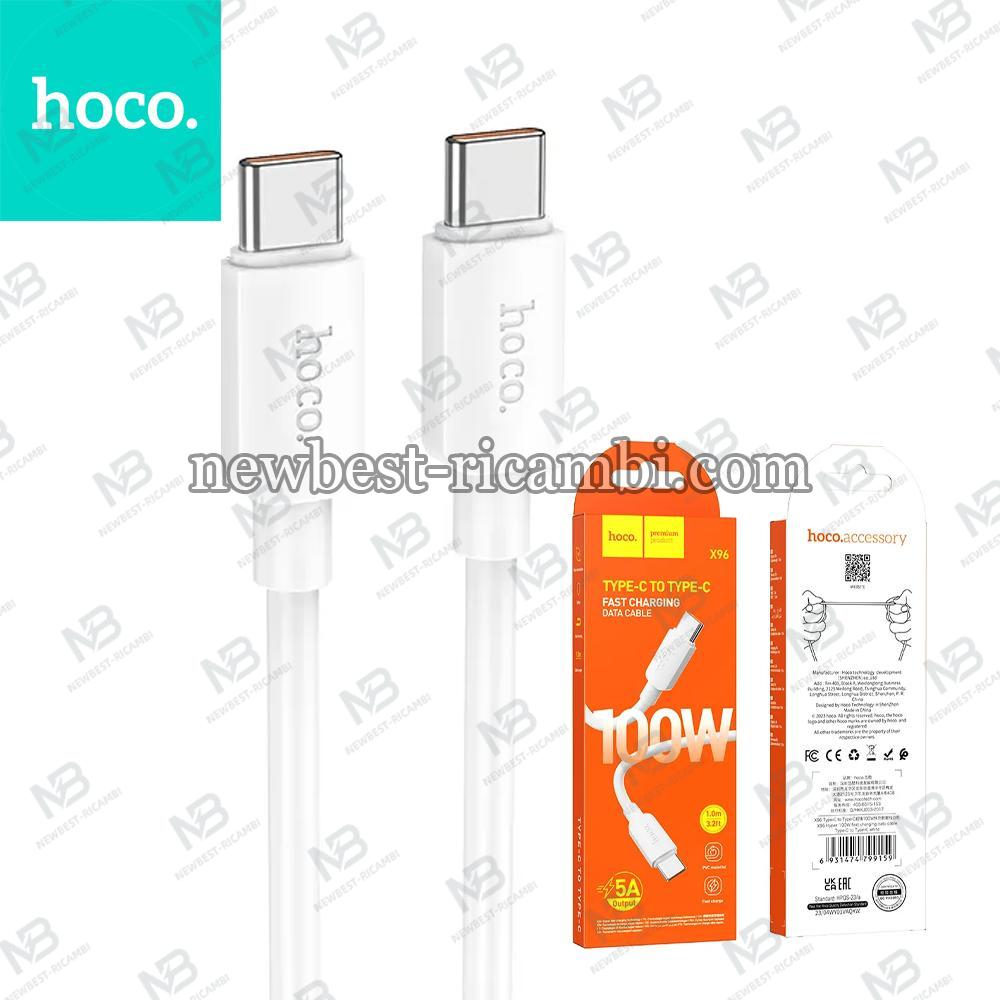 Cable USB C to USB C Hoco PD 6A 100W 1M X96 White In Blister