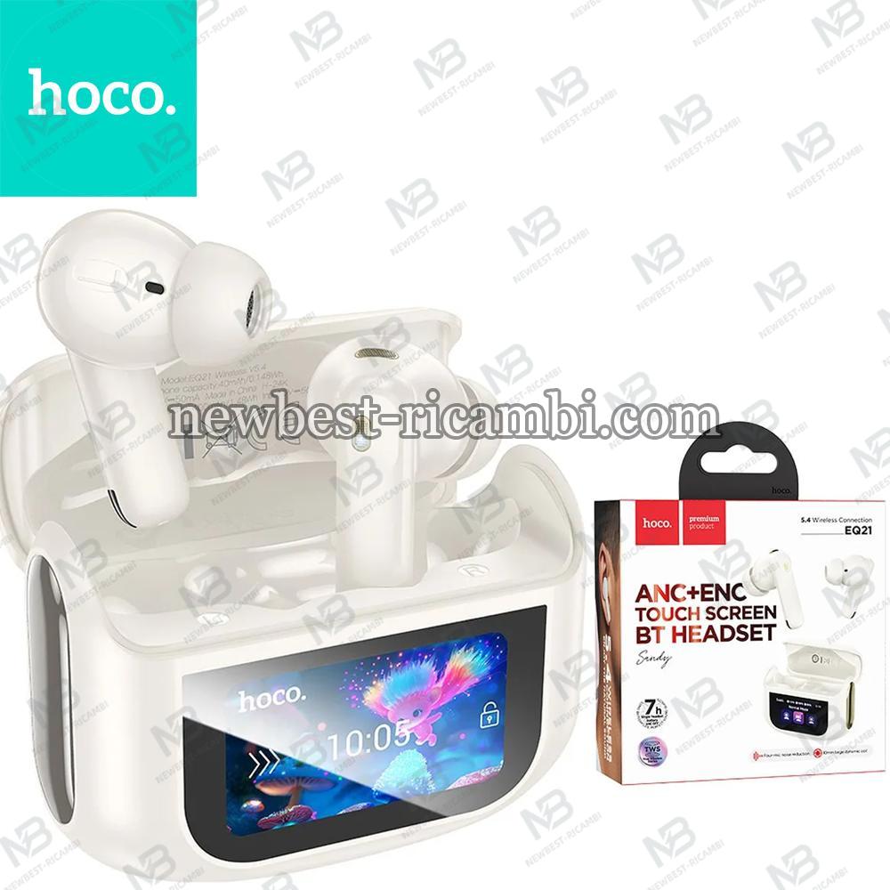 Wireless Earphones Hoco With Touch Screen TWS ANC ENC EQ21 Cloudy White