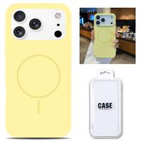 Silicon Cover with Magnetic Case for iPhone 17 Pro Max Yellow In Blister