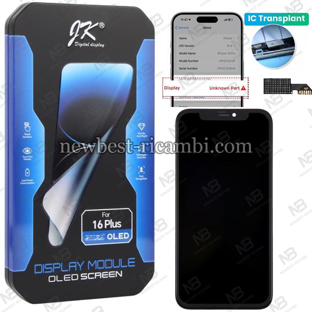 iPhone 16 Plus Touch + Lcd + Frame Black JK Hard Oled Removable IC