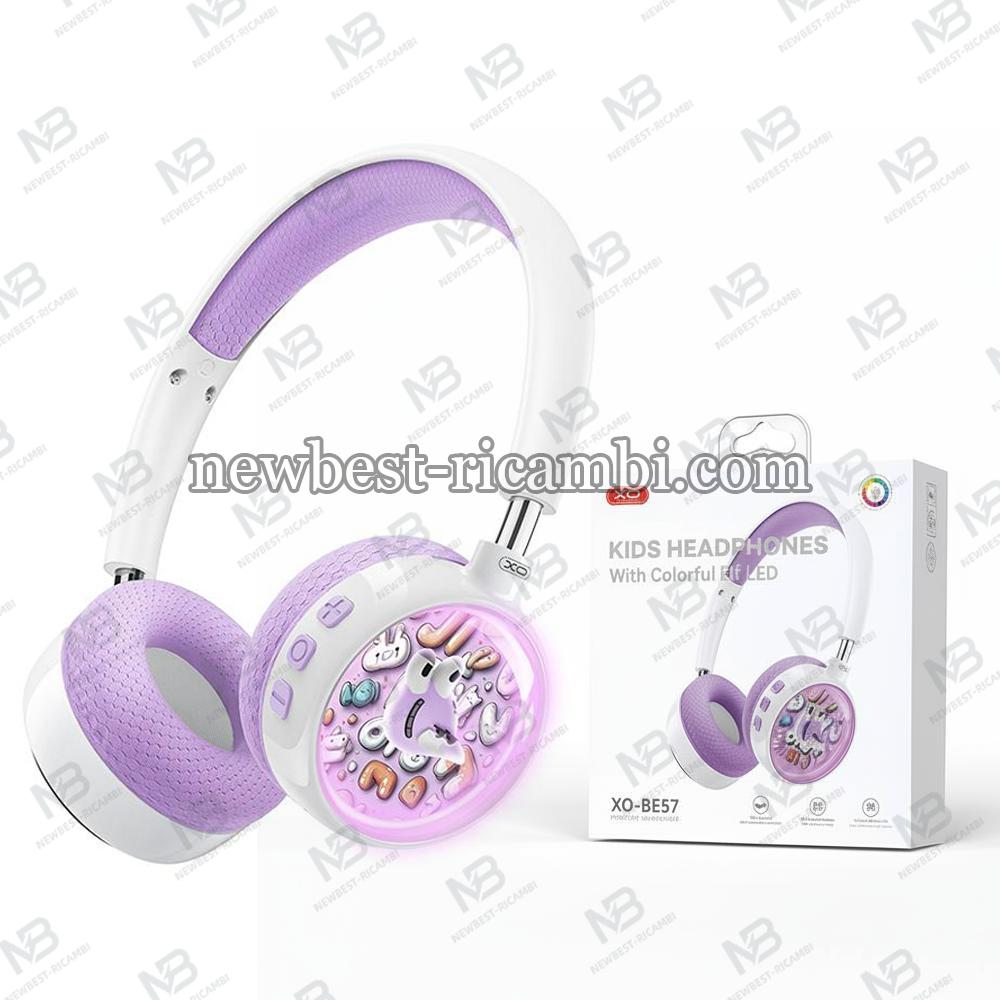 XO HF Bluetooth Overear Cartoon Kids Purple - BE57 In Blister