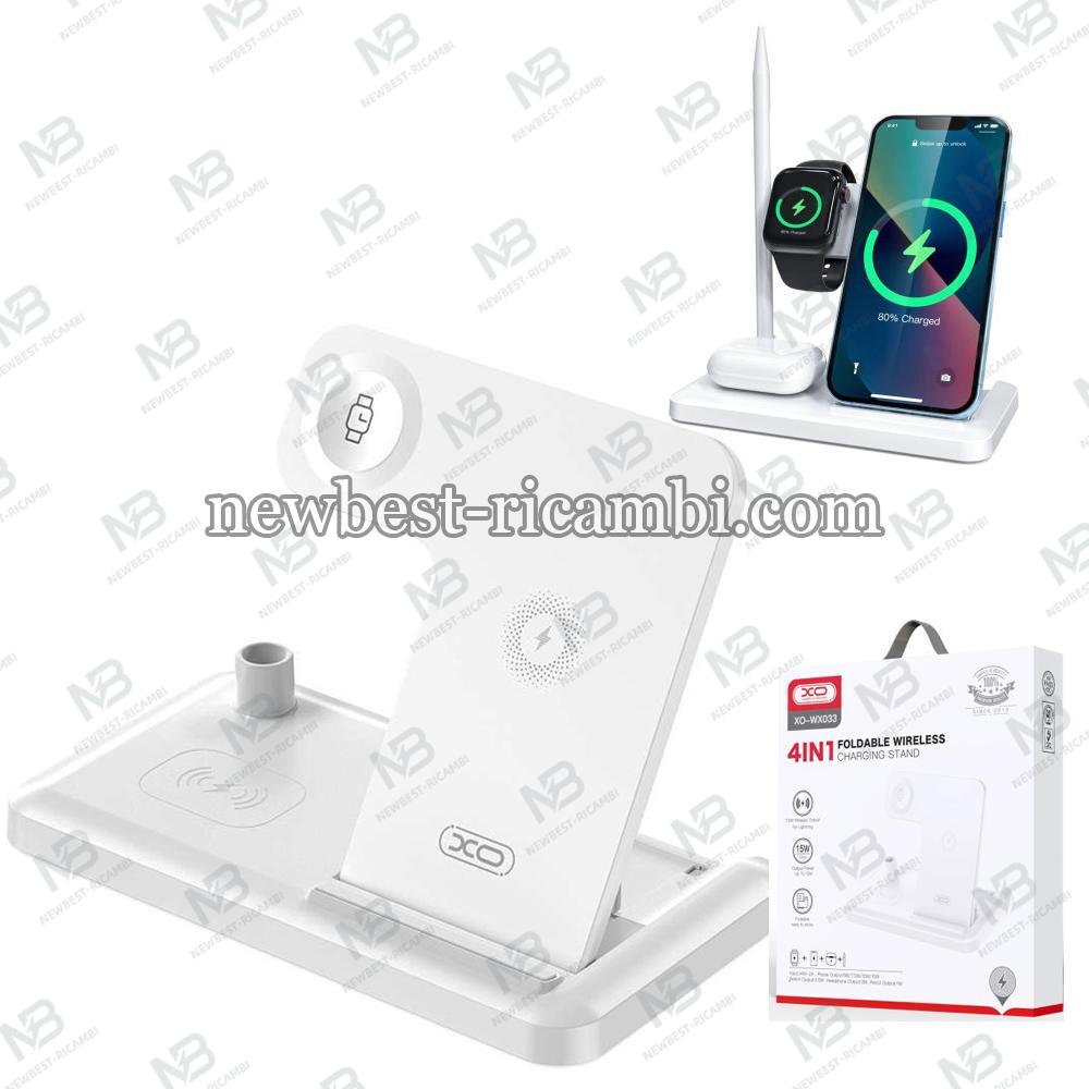 XO Wireless Charger 15W 4in1 Phone+Watch+TWS+Apple Pencil WX033 White In Blister