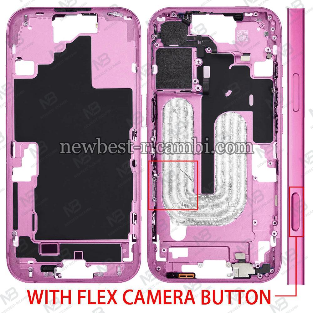 iPhone 16 Plus Middle Frame + Side Key + Flex Camera Button Pink