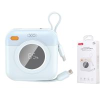 XO Power Bank 10000 mAh 20W + Built In Cables: Lightning + Type-C Blue - PR258 In Blister