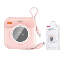 XO Power Bank 10000 mAh 20W + built in cables: Lightning + Type-C Pink - PR258 In Blister