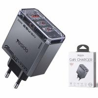 Wall Charger Yesido YC101 65W 3.25A 1 x USB-A - 2 x USB-C Black in Blister