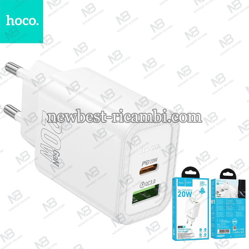 Wall Charger Hoco N61 20W 3A 1 x USB-A - 1 x USB-C White in Blister