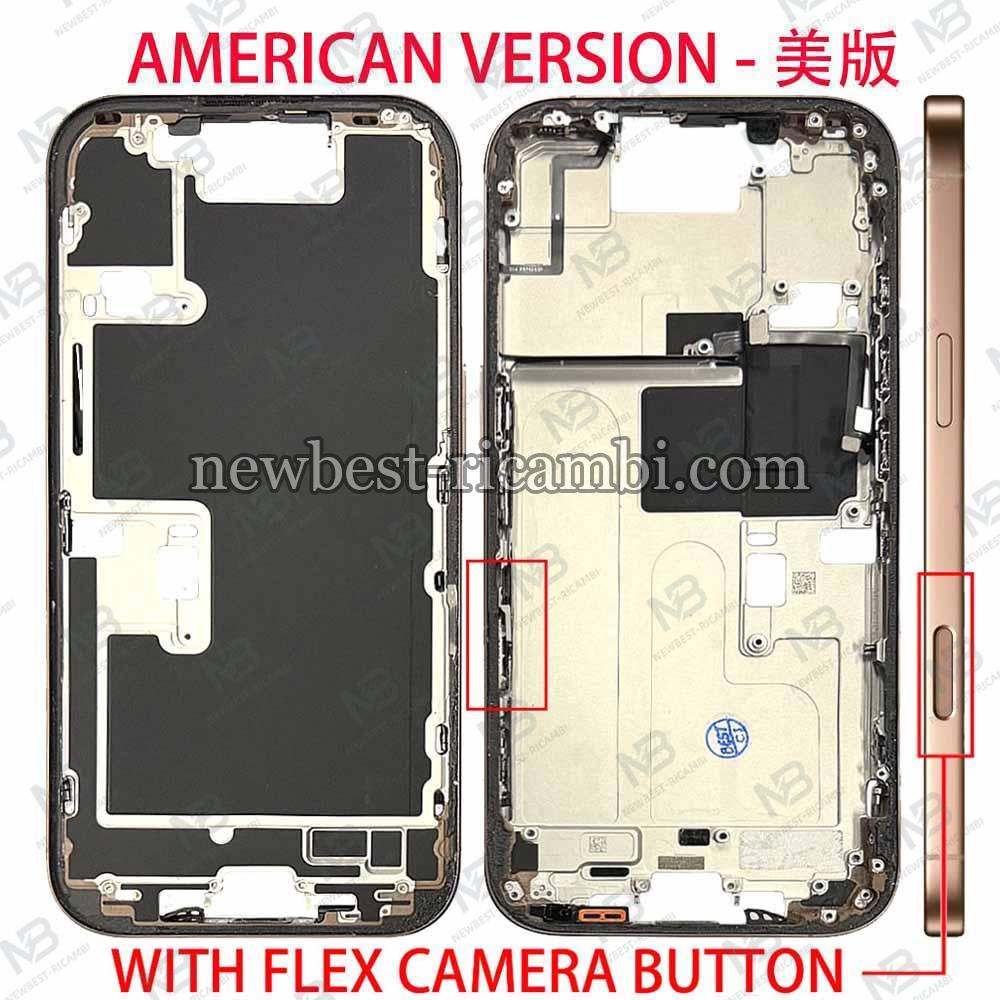 iPhone 16 Pro Middle Frame + Side Key Dissembled Desert Titanium Grade A Original - US Version