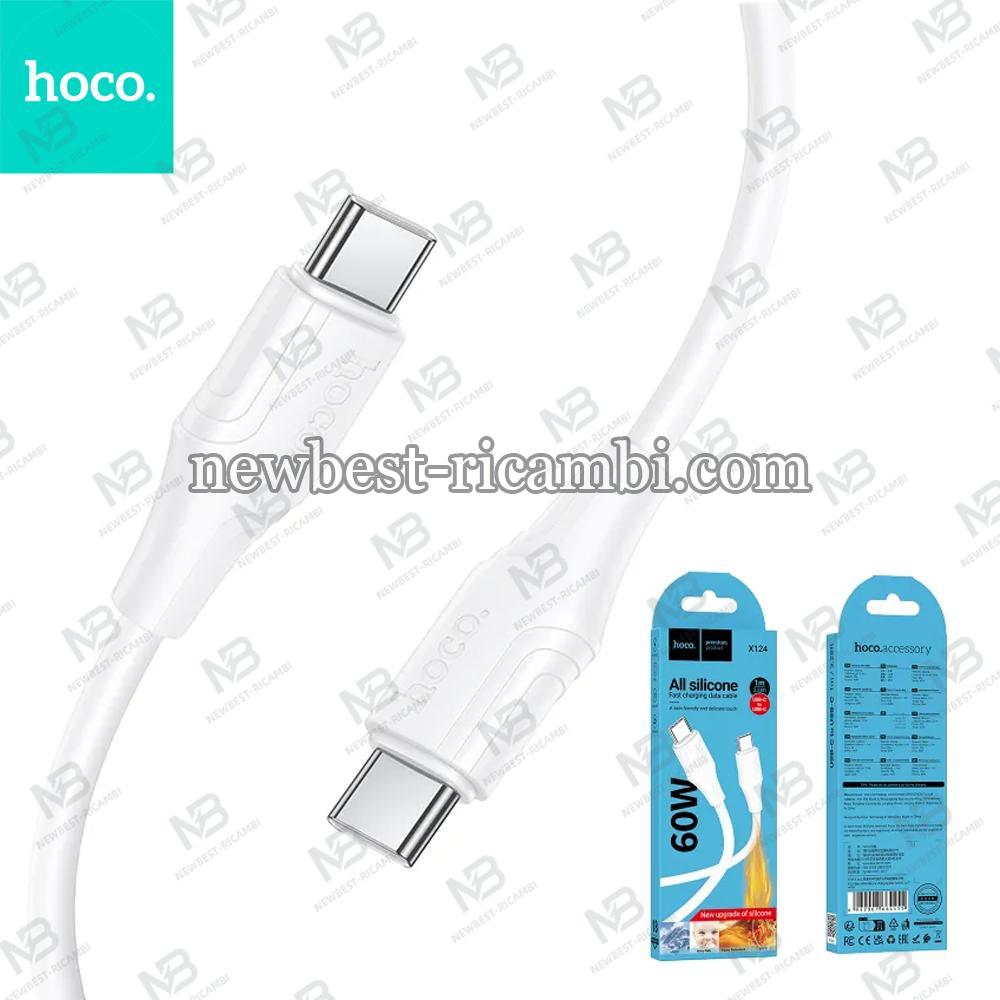 Silicone Cable USB C to USB C Hoco 3A 60W 1 m X124 White In Blister