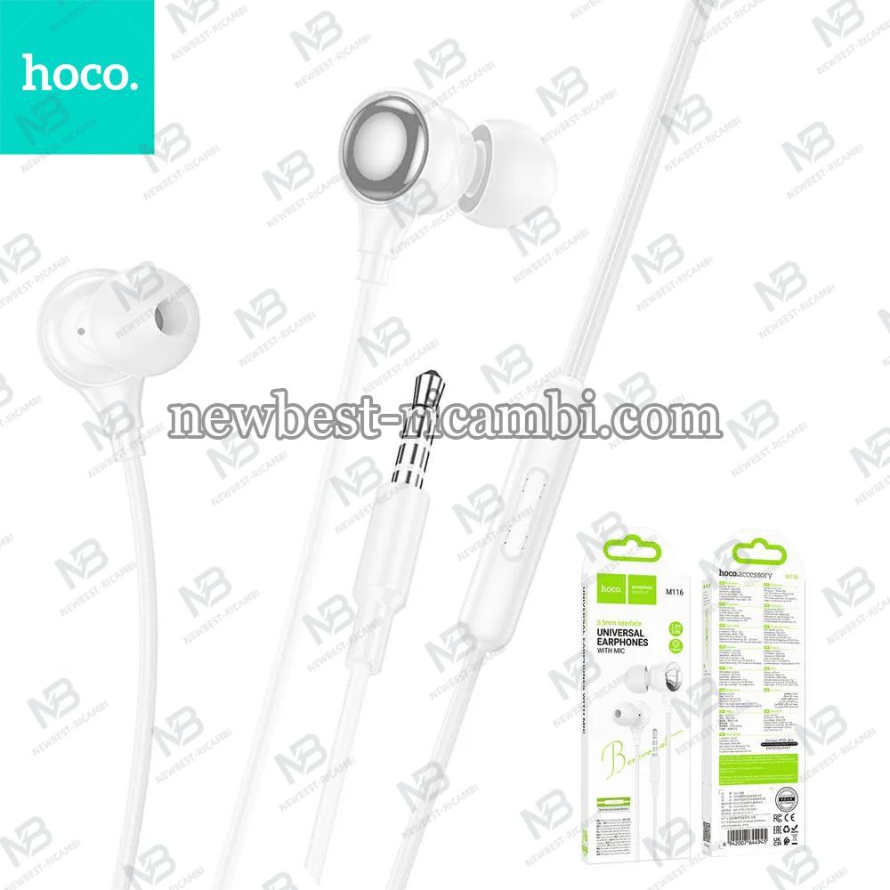 Wire earphones Jack 3,5 mm Hoco M116 white In Blister