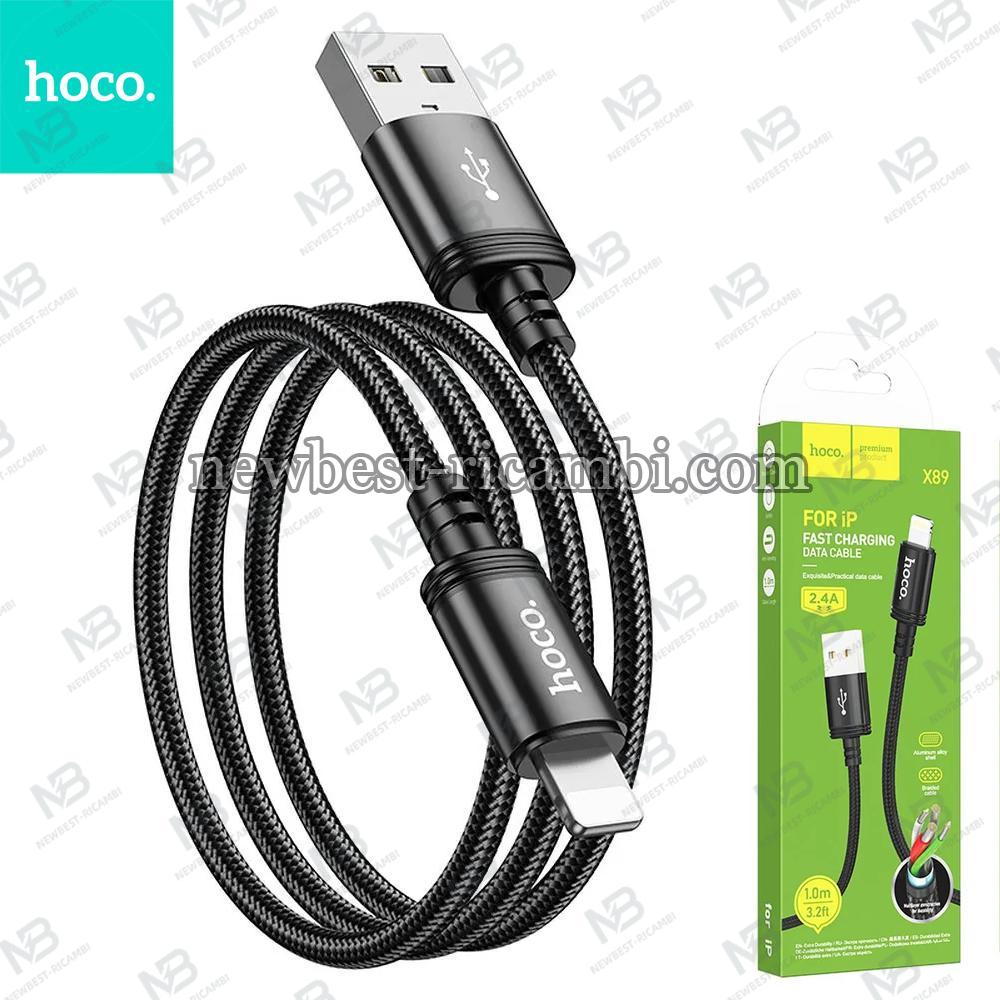 Cable USB A to Lightning Hoco 2,4A 1 m X89 black In Blister