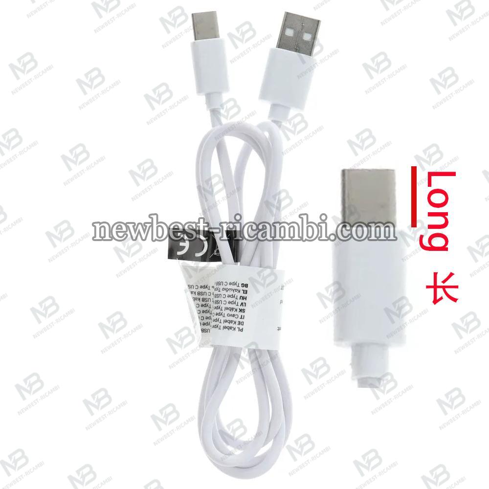 Cable USB A to Type C 2.0 C366 (connector long : 8mm) 1 m white