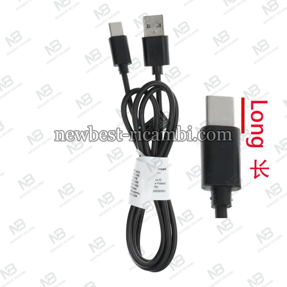 Cable USB A to Type C 2.0 C366 (connector long : 8mm) 1 m black