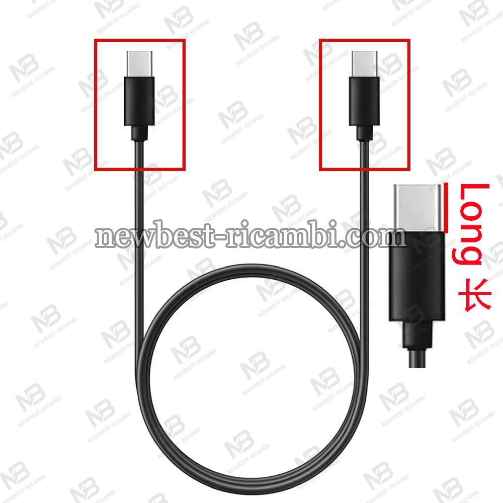 Cable Type C to Type C PD QC 3A 60W C296 (long conector 8mm) 1 m black