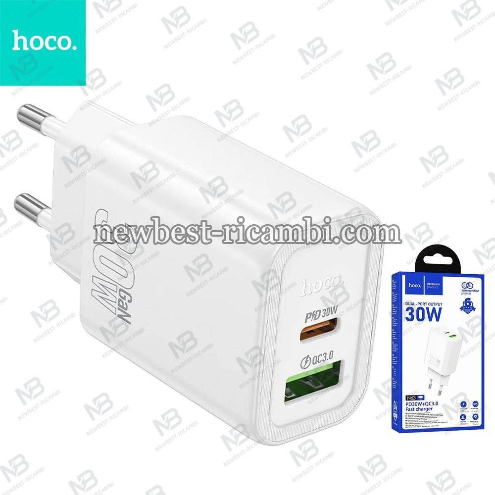 Phone charger Hoco USB A + USB C QC3.0 PD 3A 30W N63 white In Blister