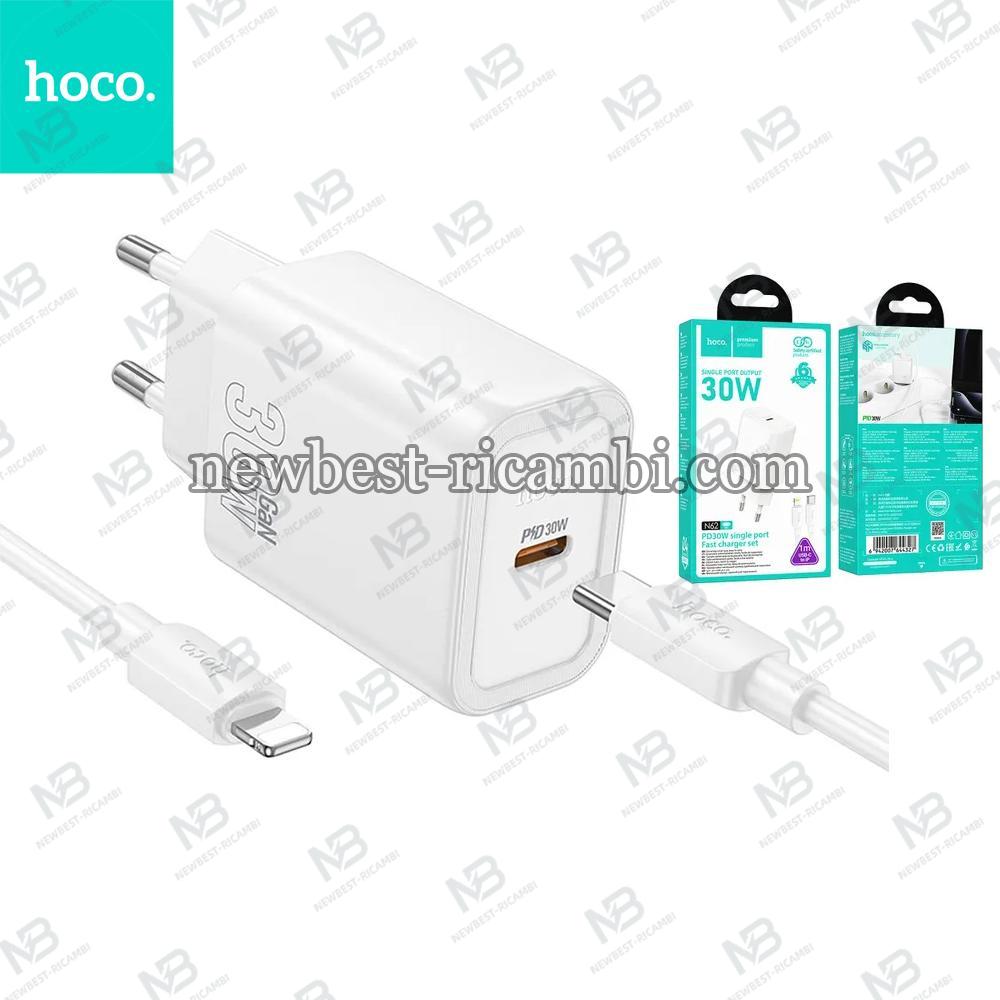 Phone charger Hoco USB C QC PD 30W + cable USB C to Lightning N62 white In Blister