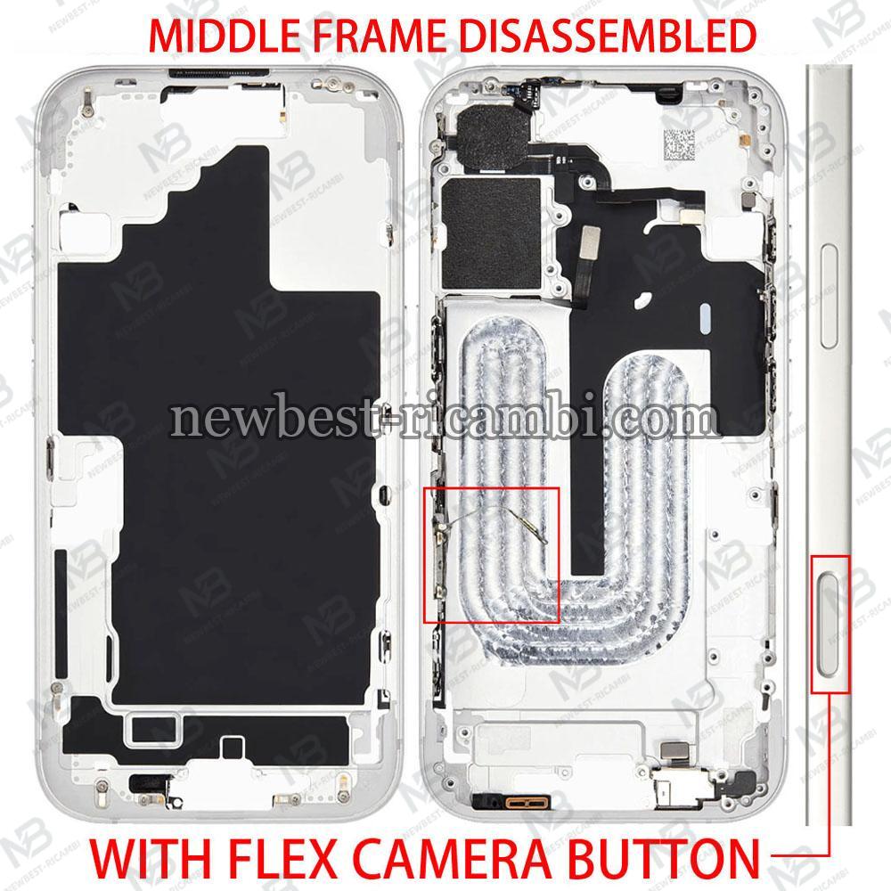 iPhone 16 Middle Frame + Side Key + Flex White / Silver Disassembled Grade A Original