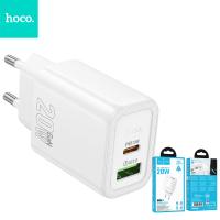 Wall Charger Hoco N61 20W 3A 1 x USB-A - 1 x USB-C White in Blister