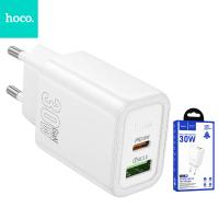 Phone charger Hoco USB A + USB C QC3.0 PD 3A 30W N63 white In Blister