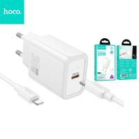 Phone charger Hoco USB C QC PD 30W + cable USB C to Lightning N62 white In Blister