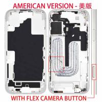 iPhone 16 Middle Frame + Side Key + Flex White / Silver USA Version Disassembled Grade A Original